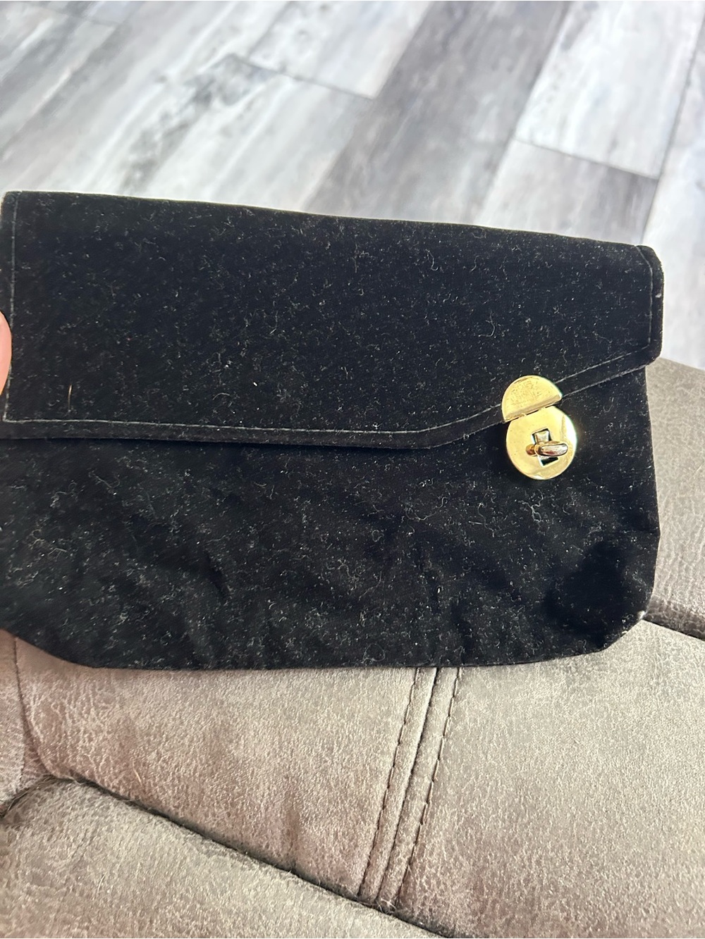 4/$100 Black Velvet Turn-Lock Clutch purse